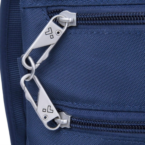 Travelon Anti-Theft Classic Slim Double Zip Crossbody Navy - Picture 4 of 9